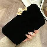 SHEIN Evening Clutch Bag For Women, Black Velvet With Diamond Hardware, Shiny, Elegant And Fashionable, Suitable For Parties, Birthday, Weddings, Valentine'