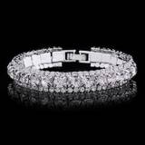 Charming Silver Plated Crystal Bridal Bracelets | Bridelily - Blue
