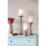Laura Ashley White Frosted Pedestal Hurricane Candle Holder