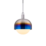 Forked Pendant Shade Globe Large pendel, opal og brændt stål • Buster + Punch