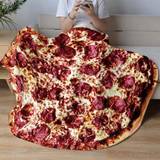 SHEIN Flannel Digital Print Pizza Blanket, Creative Throw Blanket For Sofa, Air Conditioner, Office, Nap, Birthday Gift For Family, Kids, Friends, Best Frie