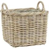 Ib Laursen Basket Rattan with Plastic inside Rectangular with 2 Handles Small