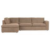 Freddie sofa med chaiselong i tekstil 283 x 197 cm - Leverbrun