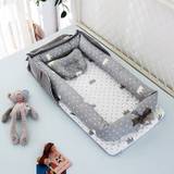 Toddler Crib Portable Crib Cotton Fabric Baby Crib Nest Bed Baby Crib Portable Crib Travel Cot - Gray star