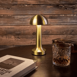 pc Scandinavian LED Metal Mushroom Table Lamp USB Rechargeable Touch Dimming EyeCare Table Lamp INS Bedroom Vintage Ambient Nightlight - Champagne Gold - one-size