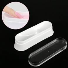 Nail Dip Powder Container Recycling Tray For Dipping Powder French Nail Art Smile Line Design Fashion Nail Tool Essential Accessory For Women Home Sal - White