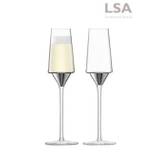 LSA International Set of 2 Platinum Space Platinum Champagne Flutes