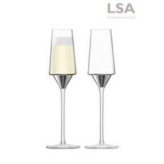 LSA International Set of 2 Platinum Space Platinum Champagne Flutes