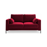 Jade 2-personers sofa i metal og velour B158 x D92 cm - Sort/Rød