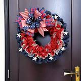 SHEIN Patriotic Wreath Decoration Set For July 4th, Including Burlap Wreath, Door Hanger Wreath, Usa Flag Wooden Wreath, Memorial Day Wreath