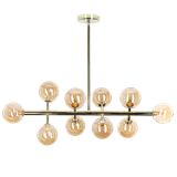 Pendel Guld Stål og Glas 10 Lys Moderne Design Loftslampe Glam