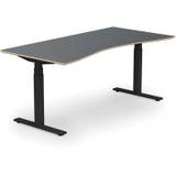 Stockholm hæve sænkebord med mavebue, sortgrå stel, antracit bordplade i størrelsen 90x180 cm