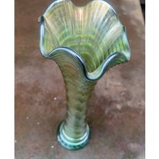 Antik Carnivalglass Art deco vase med striber