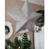 Sølvglimmer topstjerne til juletræ Ø: 26 cm.