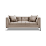 Karoo 2-personers sofa i metal og velour B185 x D85 cm - Sort/Cappucino