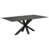 Sorgenfri spisebord 200 x 100 cm med sort keramisk bordplade og sort metalstel.