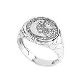 Men's Crescent Moon Contemporary Ring in Sterling Silver