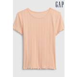 Gap Orange Floral Print Pointelle Short Sleeve Crew Neck Top (4-13yrs)