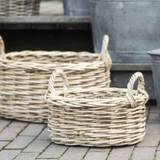 Ib Laursen Basket Set Rattan Oval with 2 Handles Honey Coloured Set of 2