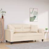 vidaXL 2-personers sofa med puder 140 cm mikrofiberstof beige