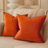 SHEIN 2pcs Solid Color Flange Decor Dutch Velvet Cushion Cover (Pillow Core Not Included), Multiple Colors Available