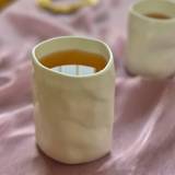 SHEIN 1pc Pure White Simple And Creative Folded Bone Porcelain Ceramic Cup For Water, Coffee, Tea, Etc.