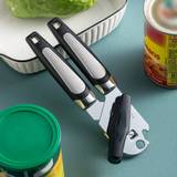 SHEIN Professional Tin Manual Can Opener Multifunctional Stainless Steel Beer Grip Opener Side Cut Cans Bottle Opener Kitchen Gadgets