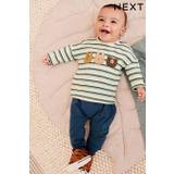 Cream/Navy Blue Character Baby Top and Leggings 2 Piece Set