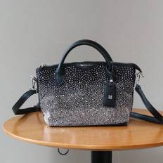 New Style Lightweight Large Capacity Diamond Inlay Tote Bag Luxury Fashion Shoulder Messenger Handbag For Women - Black