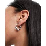 ASOS DESIGN - Sølvfarvede hoop-øreringe med fladt, snoet design