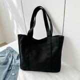 Simple Large Capacity Tote Bag For Women Multi Pockets Large Capacity Shoulder Bag Portable Underarm Handbag For School Work Travel Shopping Lightweig - Black