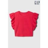 Gap Red Crinkle Cotton Print Ruffle Sleeve Baby Top (12mths-5yrs)