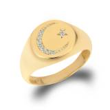 0.07ct Diamond Islam Crescent Star Signet Ring in 9ct Gold