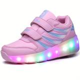 Led Roller Shoes For Kids - Trendy Two-wheeled Skate Sneakers With Luminous Lights For Boys, Girls, And Teens - Fun And Safe Way To Roll Around