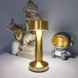 SHEIN 1pc Golden Dumbbell Shaped Table Lamp, Vintage Bar Led Desk Lamp, Touch Sensor Lamp, Usb Rechargeable Wireless Night Light, For Restaurant, Hotel, Bed