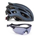 Ventoux Air cykelhjelm (mat blå metal) + Titan cykelbrille (mat sort)
