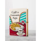 Café and Croissants embroidered book clutch bag