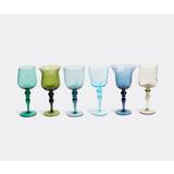 Bitossi Home Glassware - Assorted Blue Goblets, set of six in blue and green Blown Glass - UNI