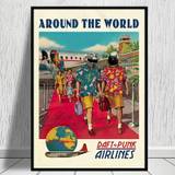 1pc Unframed Around The World Album Poster, Retro Band Canvas Painting, Vintage Singer Helmet Wall Art Pictures, Living Room Home Decor Painting, Gift
