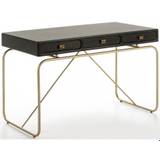 Skrivebord med 3 skuffer i metal og træ 120 x 60 cm - Sort/Antik guld