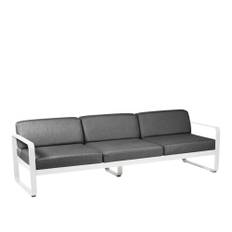 Fermob - Bellevie 3 Seater Sofa Graphite Grey Cushions, Cotton White