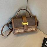 Vintage Large Capacity Tote Bag Luxury PU Crossbody Bag Womens Classic Casual Handbag  Shoulder Purse - Brown