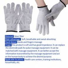 Pair Factory Price Silver Fiber Fabric Massage Gloves mm Snap Electrode Massage Accessories For TENS EMS Pulse Massager Hand Finger Massage - 1Pair Gloves