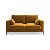 Jade 2-personers sofa i metal og velour B158 x D92 cm - Sort/Gul
