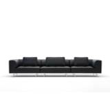 Fredericia Furniture 450 Delphi 4 Pers. Sofa L: 360 cm - Sort Cava Læder/Aluminium
