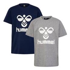 Hummel T-shirt - hmlTres - 2-pak - Black Iris/Grey Melange - Hummel - 8 år (128) - T-Shirt