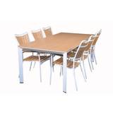 Havemøbelsæt-205cm Bord + 6 stole i ny træfarvet artwood