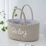SHEIN 1pc Woven Storage Basket, 3 Compartment Portable Storage Bin, Storage Bin For Milk Bottles, Diapers And Baby Products, Swimming Pool And Bathroom Stor
