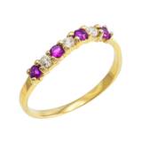 Amethyst & CZ Wavy Stackable Ring in 9ct Gold
