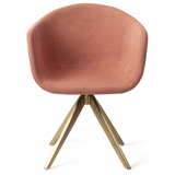 2 x Yuni rotérbare spisebordsstole H80 cm polyester - Guld/Koralrød